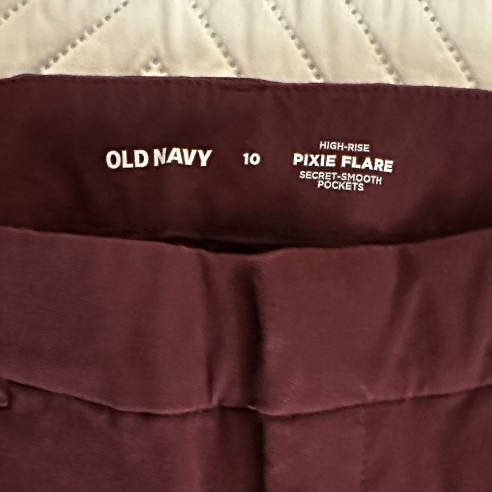 Old Navy Burgundy Pixie Flare High Rise Pants